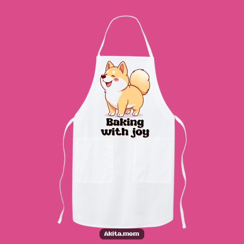 Funny Kawaii Akita Wiggle Apron: Happy Chef Dog, Kitchen Fun & Akita Lover Gift