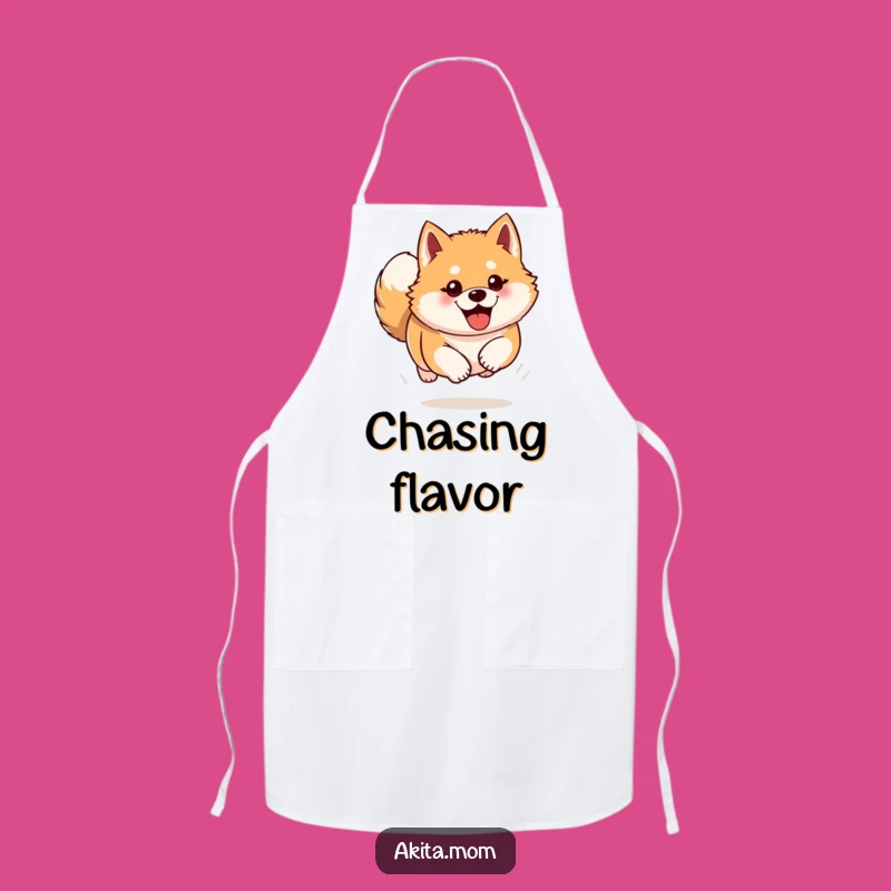 Funny Akita Apron: Enthusiastic Bounding Chef Wear, Humorous Kitchen Gift