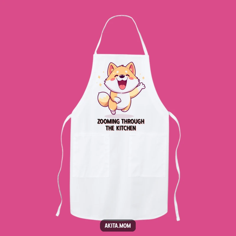 Energetic Akita Zoomie Apron: Fun Kitchen Companion