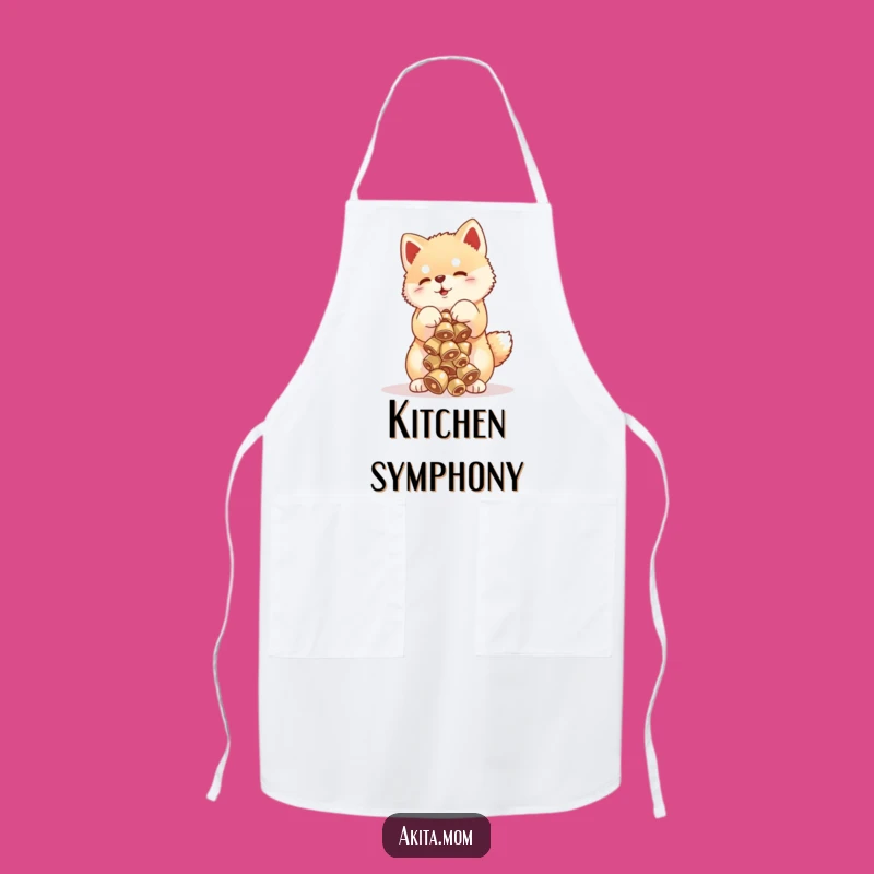 Funny Akita Bell Balance Apron - Chef Puppy Gift for Kitchen Fun