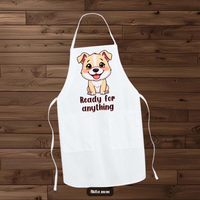 Funny apron showcasing a strong, alert dog with a happy, enthusiastic expression, adding cheer to cooking tasks.
