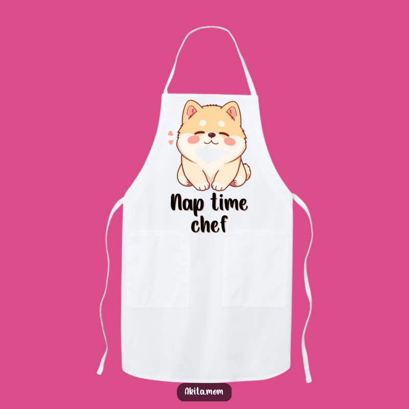 Funny Kawaii Akita Apron: Content Sighing Dog, Kitchen Humor & Gift