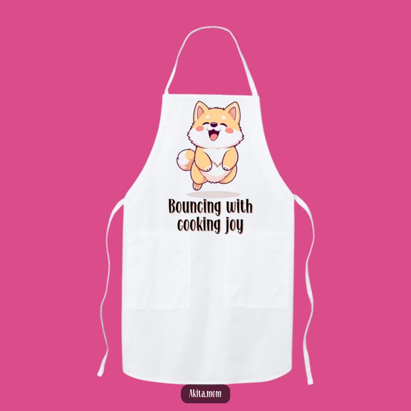Funny Kawaii Akita Apron: Happy Barking Dog Cooking Bib, Perfect Gift for Bakers