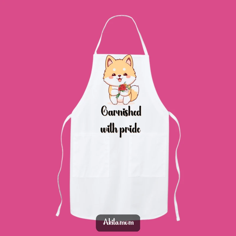 Funny Kawaii Akita Flower Apron: Proud Chef Dog Gift!