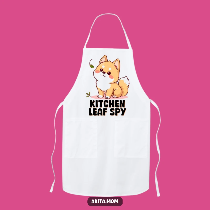 Funny Kawaii Akita Apron: Alert Leaf Observer, Kitchen Humor & Gift
