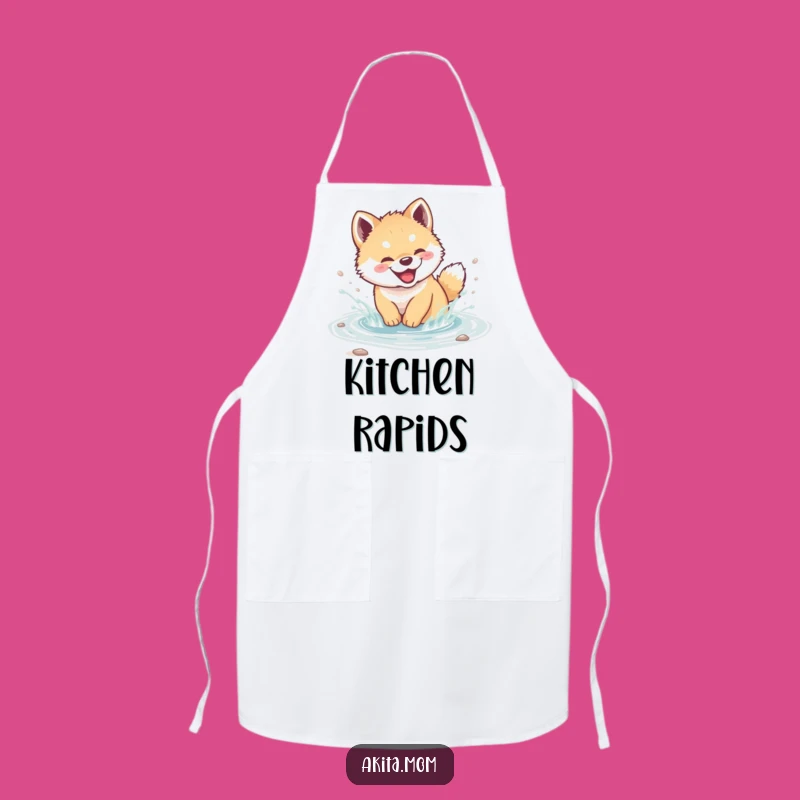 Funny Akita Cub Splash Apron - Chef Puppy Gift for Kitchen Fun