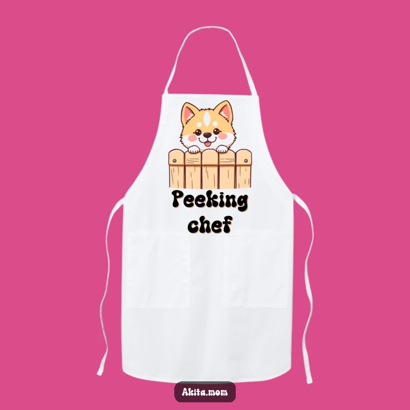 Funny Kawaii Akita Peeking Apron: Hilarious Kitchen Wear for Curious Chefs