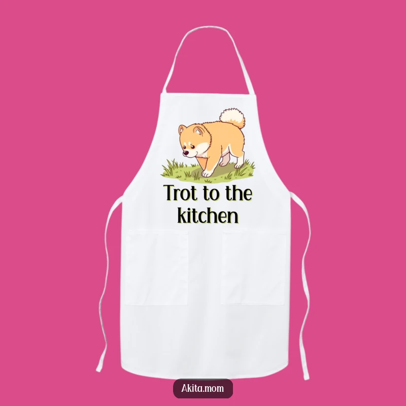 Funny Kawaii Akita Apron: Dignified Dog Trot Cooking Bib, Perfect Gift for Gardeners