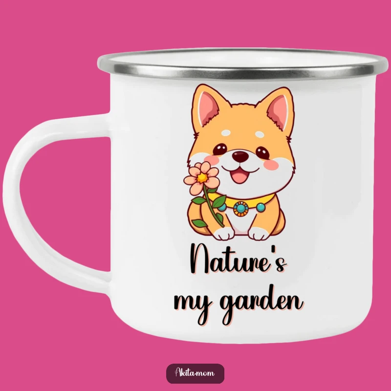 Adventure Ready Funny Kawaii Akita Flower Camping Mug