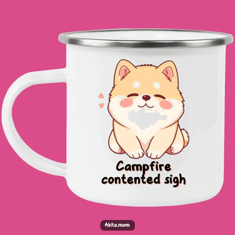Funny Kawaii Akita Camping Mug: Content Sighing Dog Cup, Outdoor Humor Gift
