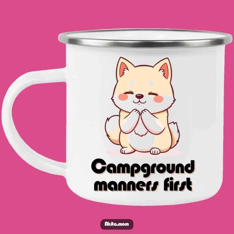 Funny Kawaii Akita Bowing Camping Mug: Respectful Outdoor Drinkware Gift!