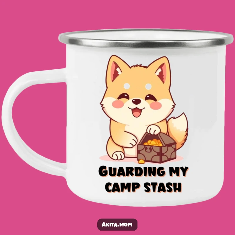 Funny Akita Treasure Guardian Camping Mug: Guard Your Drink