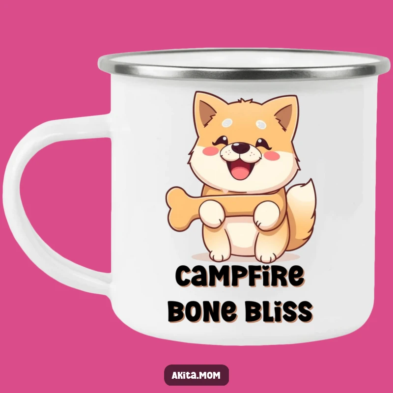 Funny Kawaii Akita Bone Camping Mug: Happy Sips Outdoors