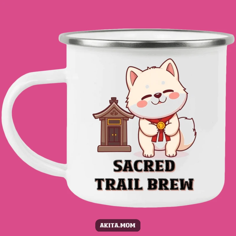 Funny Kawaii Akita Camp Mug: Sacred Sips, Perfect Funny Gift!