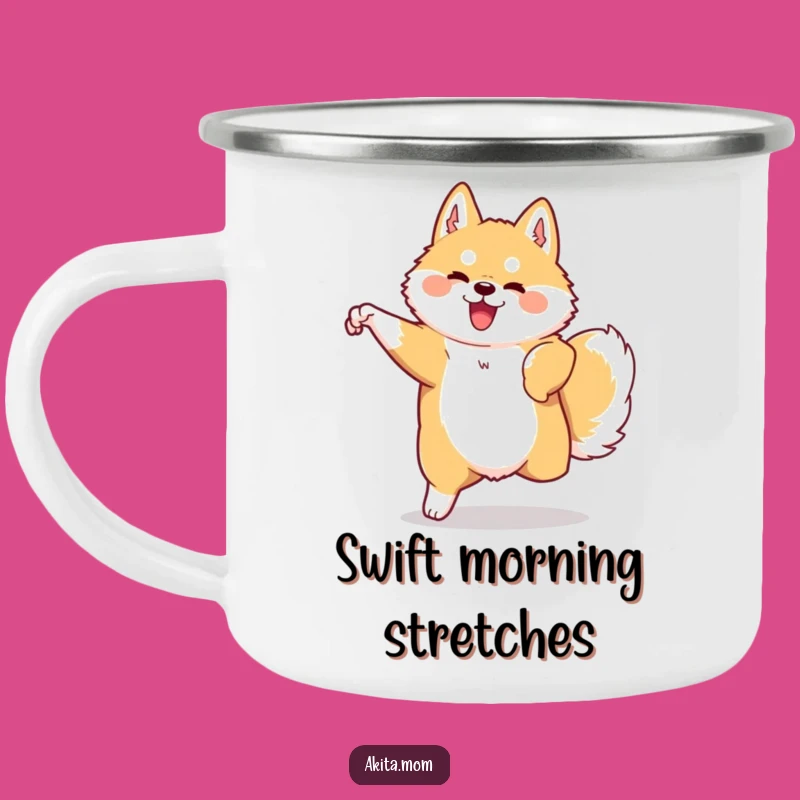 Funny Kawaii Akita Camping Mug: Graceful Movement Dog