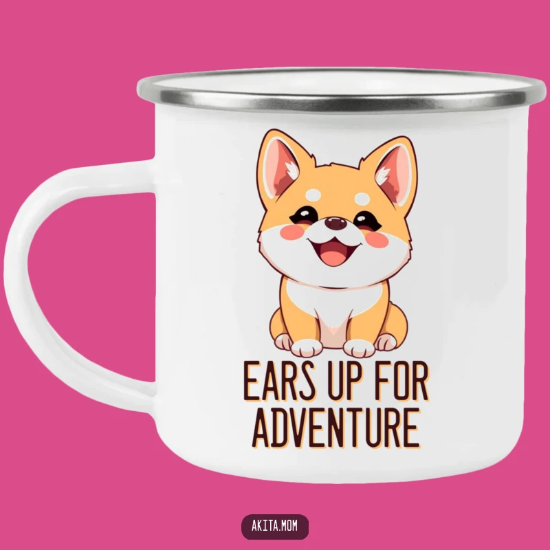 Funny Kawaii Akita Joyful Listener Camping Mug - Outdoor Gift