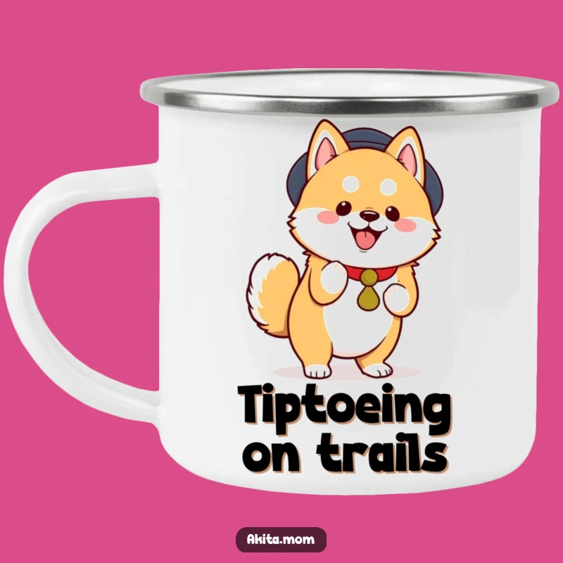 Funny Kawaii Akita Tiptoe Joy Camping Mug - Outdoor Adventure