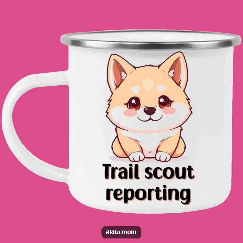 Funny Kawaii Akita Observing Camping Mug: Smart Outdoor Drinkware Gift!