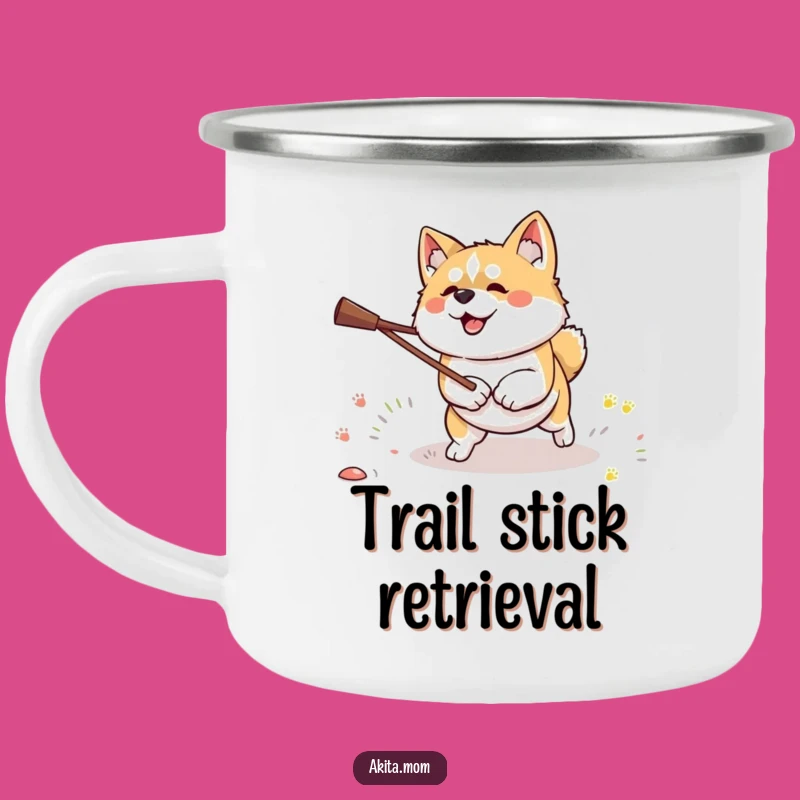 Funny Kawaii Akita Stick Hunter Camping Mug: Focused Outdoor Sips