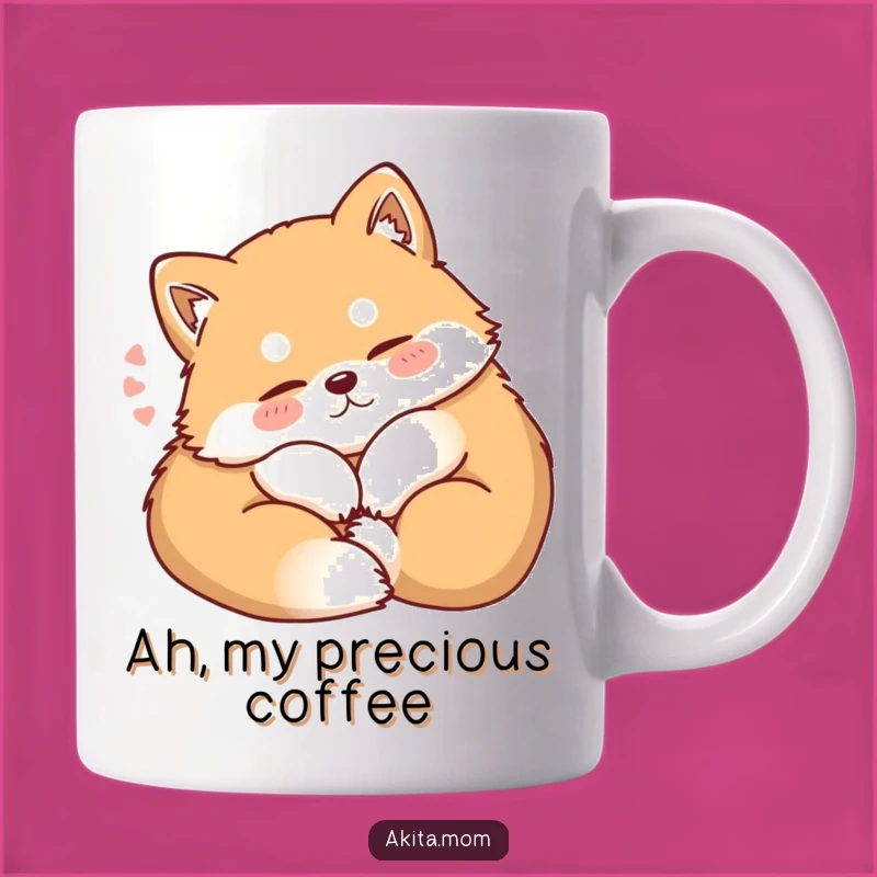 Funny Kawaii Akita Content Mug: Cozy Dog Sigh Design, Perfect Gift for Dog Lovers
