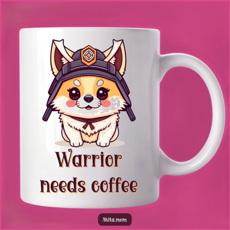 Funny Akita Samurai Mug: Warrior Dog with Helmet - Perfect Gift