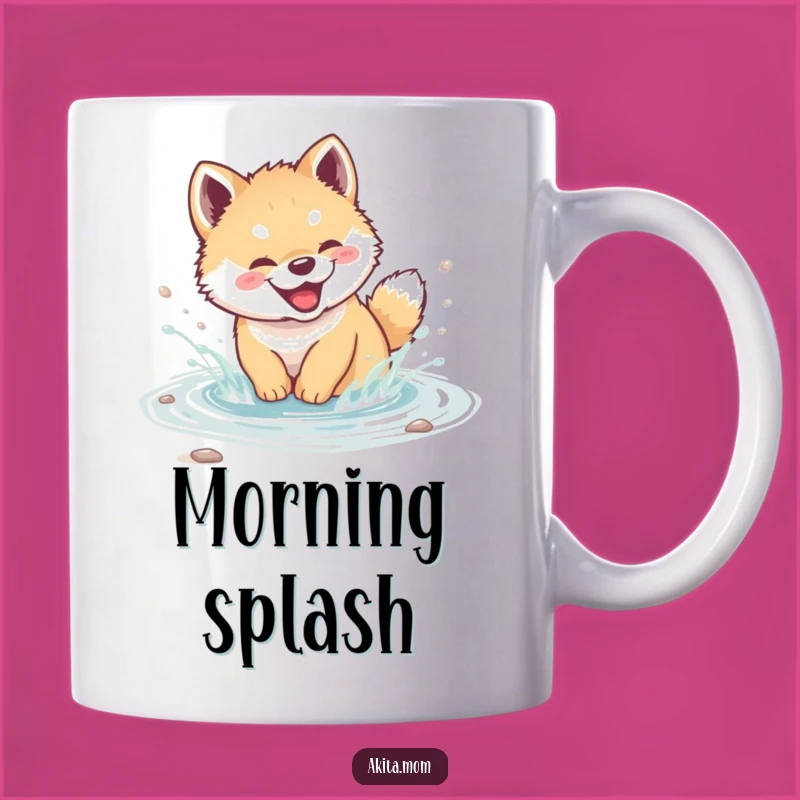 Funny Akita Stream Splash Mug - Joyful Puppy Gift for Water Lovers