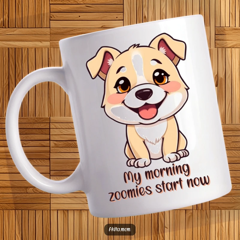 Funny mug featuring a strong, alert dog with a joyous, happy expression, ready to brighten your day.