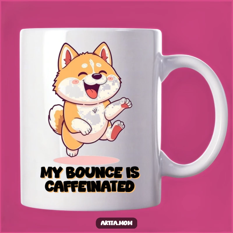 Funny Kawaii Akita Dog Leaping Mug - Energetic & Humorous Gift for Playful Souls!