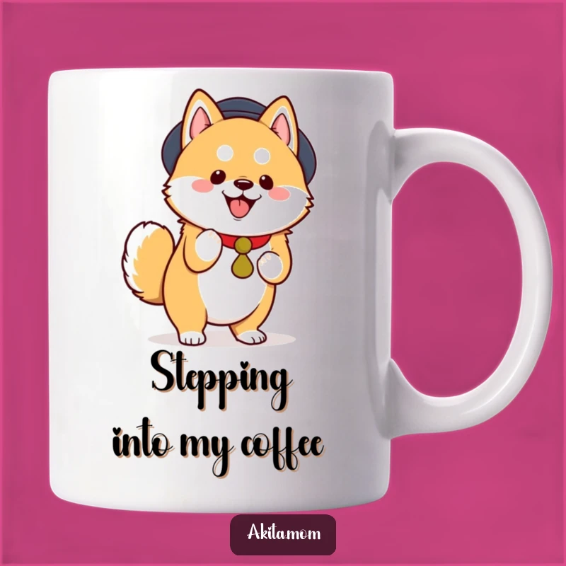Funny Kawaii Akita Tiptoe Joy Mug - Unique Dog Lover Gift