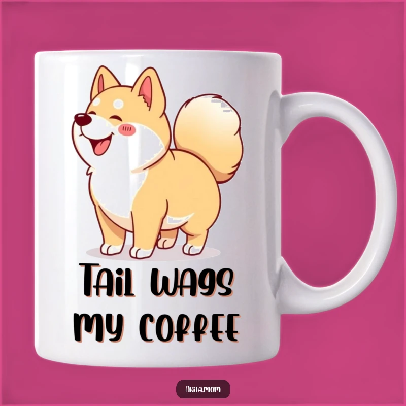 Funny Kawaii Akita Wiggle Mug: Happy Dog Art, Joyful Akita Gift for Dog Lovers