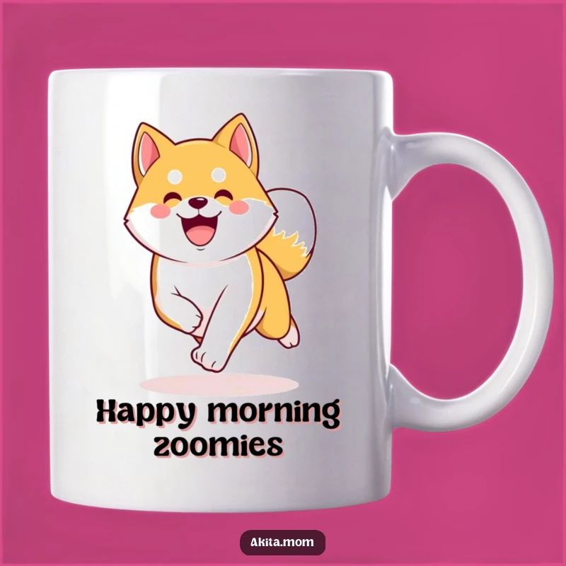 Funny Kawaii Akita Trot Mug: Happy Energetic Dog Art, Perfect Humorous Gift