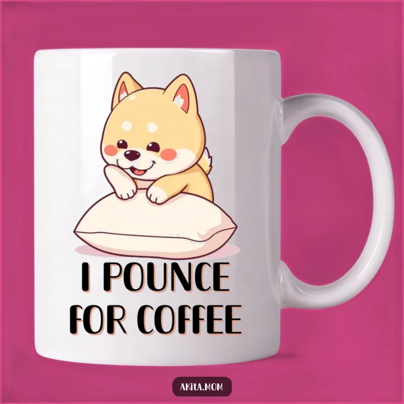 Funny Kawaii Akita Pounce Mug: Adorable Dog Lover Gift for Dog Moms and Dads