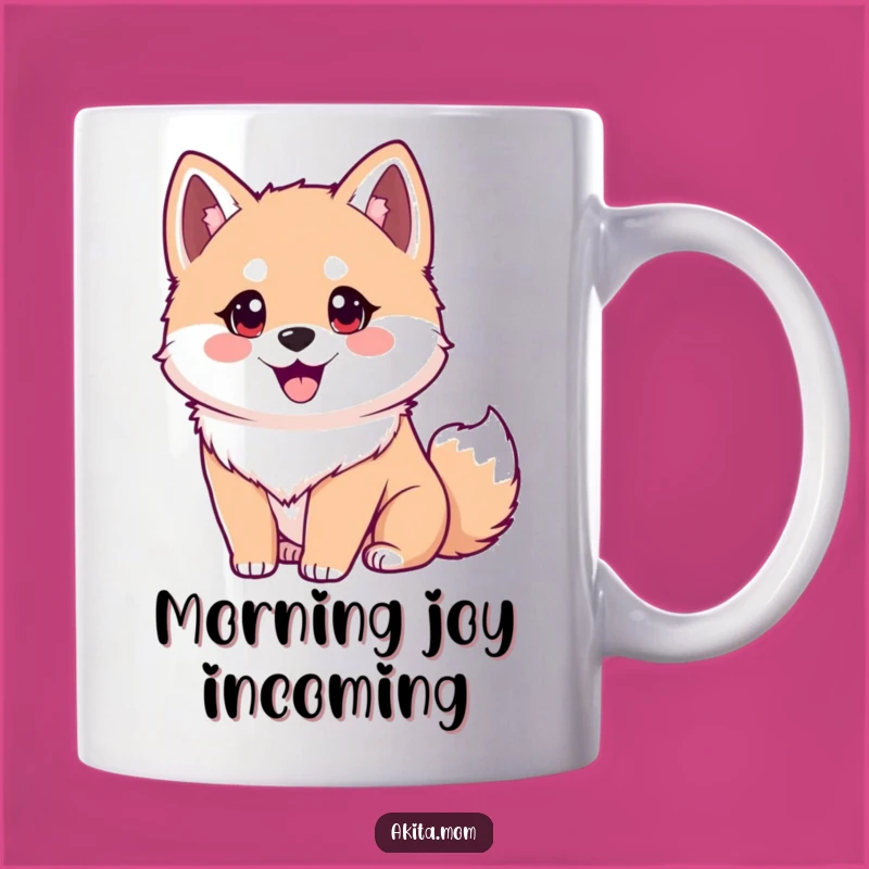 Funny Akita Mug: Eager Dog with Wagging Tail, Perfect Joyful Gift