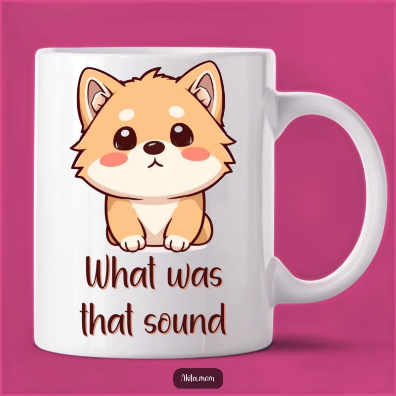 Funny Kawaii Akita Mug: Curious Listening Dog Gift