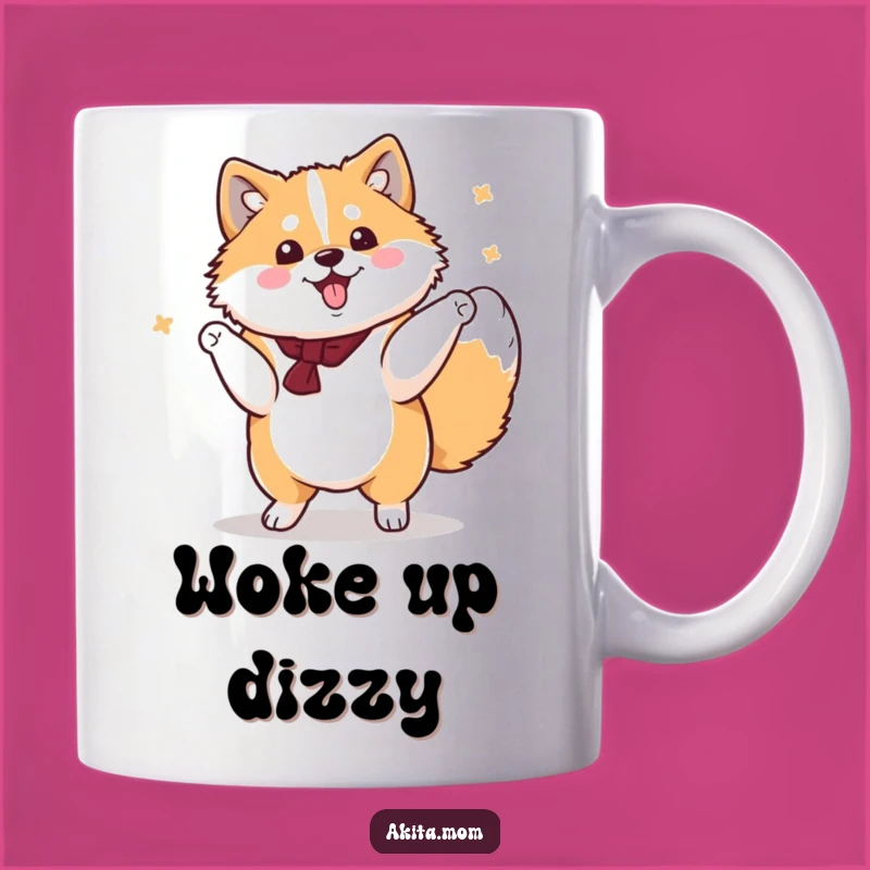 Funny Kawaii Akita Spin Mug: Joyful Dog Lover Gift
