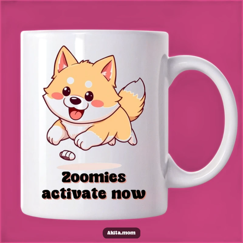 Funny Kawaii Akita Running Mug: Pure Joy & Energy, Perfect Funny Gift!