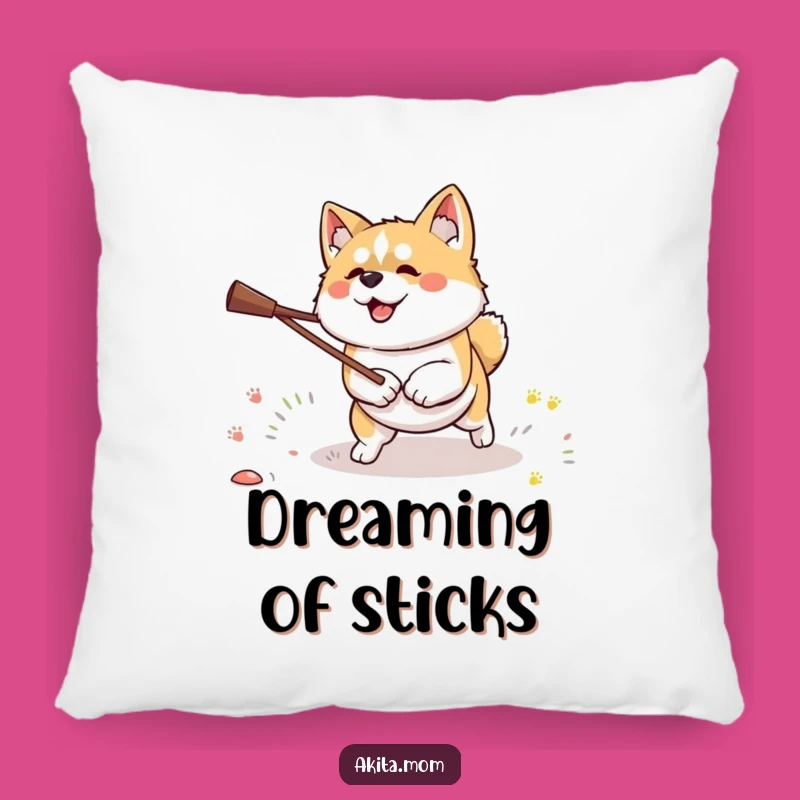 Cozy Funny Kawaii Akita Stick Hunter Pillow: Rest on Focus