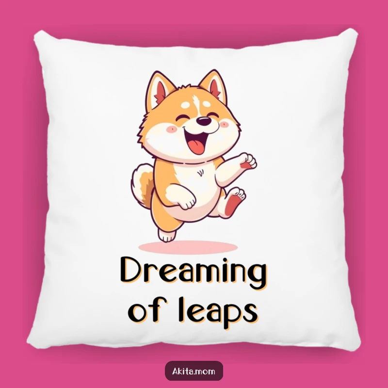Funny Kawaii Akita Dog Leaping Pillow - Playful Comfort & Humorous Accent Gift!