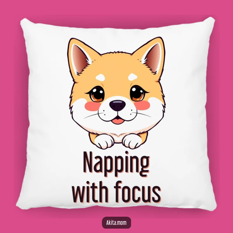 Funny Kawaii Akita Dog Attentive Gaze Pillow - Comfy Focus & Humorous Accent Gift!