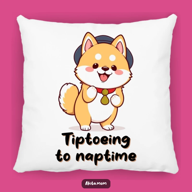 Funny Kawaii Akita Tiptoe Joy Pillow - Cute Home Decor