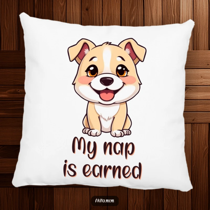 Funny pillow designed with a strong, alert dog displaying a wonderfully happy and inviting expression, perfect for comfort.