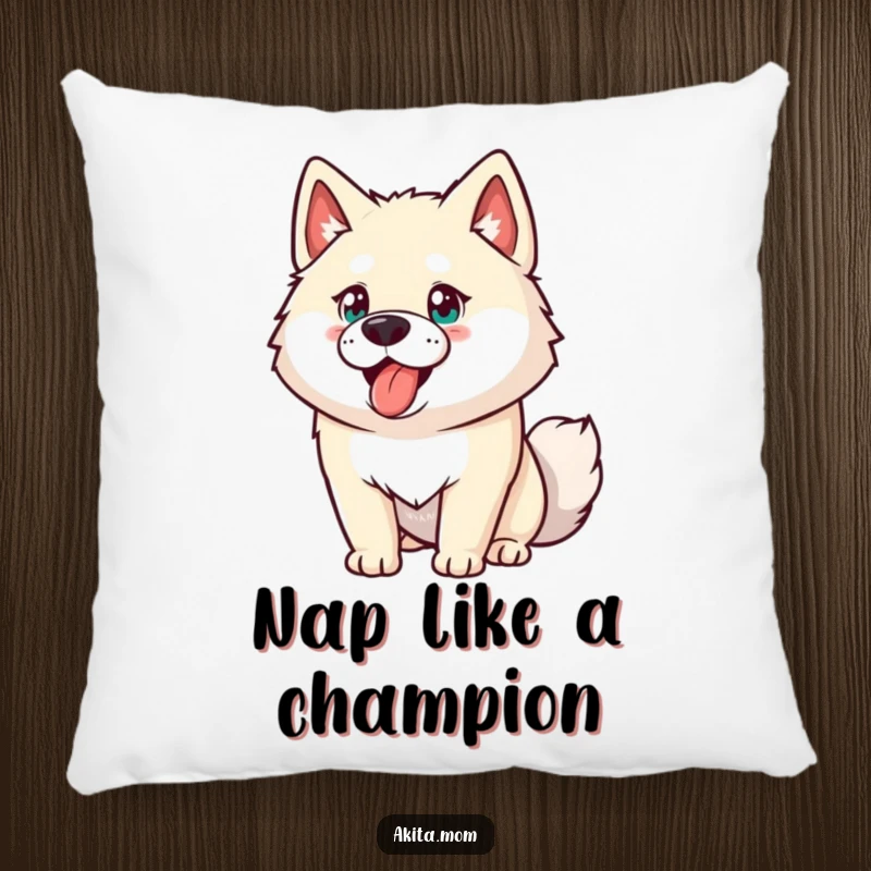 Funny Akita pillow with a soft, energetic dog design. A comfortable and humorous home decor item, ideal as a gift.