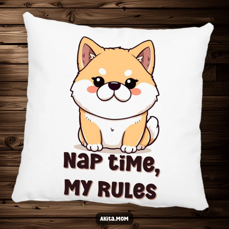 Funny Kawaii Akita pillow with a stern but loving expression, offering a touch of dignified canine comfort for any room.