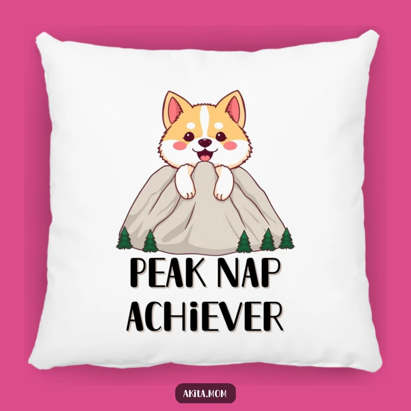 Funny Cozy Akita Mountain Pillow: Snuggle Up with Adventure Comfort