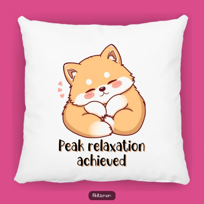 Cozy Funny Kawaii Akita Pillow: Content Dog Sigh Cushion, Perfect Gift for Nappers