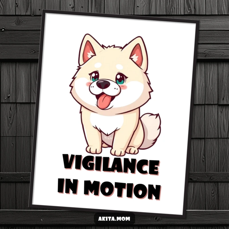 Funny Akita digital art print showcasing an energetic dog. A downloadable, humorous artwork perfect for gifting.