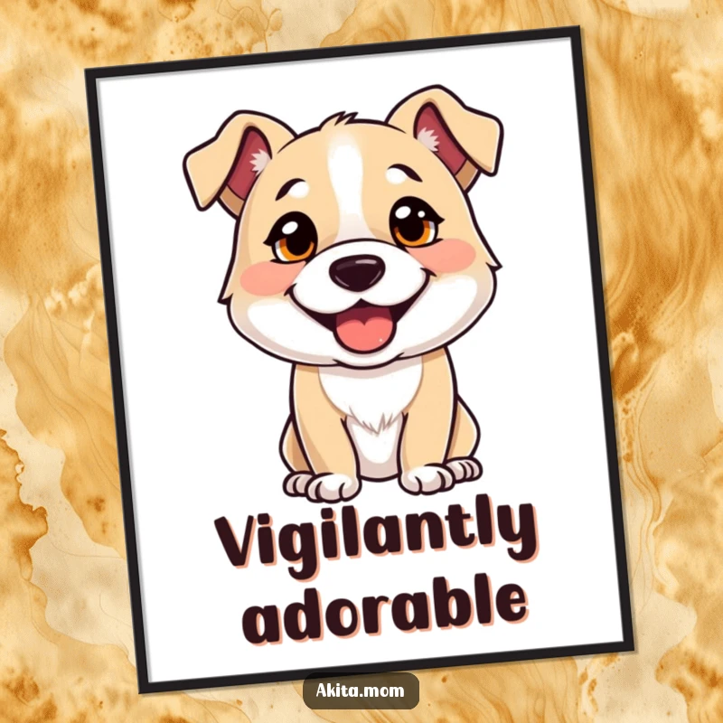 Funny digital art print of a strong, alert dog with a bright, happy facial expression, ready to adorn walls.