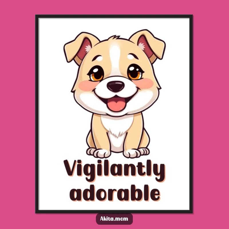 Funny Alert Dog Digital Art: Strong, Happy Canine Portrait - Gift