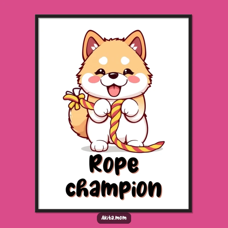 Funny Kawaii Akita Digital Print: Instant Joy & Art, Perfect Funny Gift!