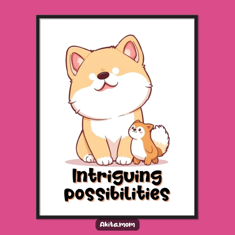 Funny Akita Head Tilt Digital Art: Curious Dog Portrait - Gift